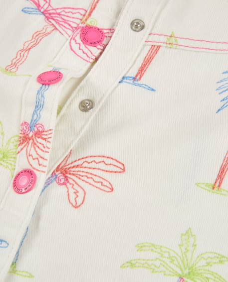 Robe fille en tissu tissé avec imprimé palmiers Blanc 4 - vertbaudet enfant 