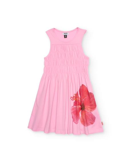 Robe fille en maille avec fronces élastiquées Rose 1 - vertbaudet enfant 
