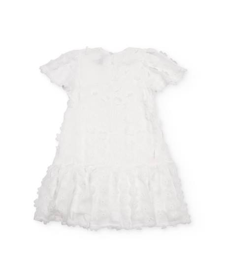 Robe fille unie avec décorations florales Blanc 2 - vertbaudet enfant 