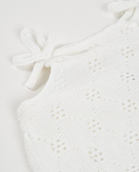 Robe fille en maille avec motifs ajourés Blanc 4 - vertbaudet enfant 
