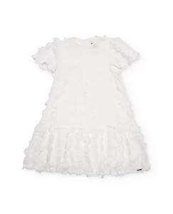 Robe fille unie avec décorations florales  - vertbaudet enfant