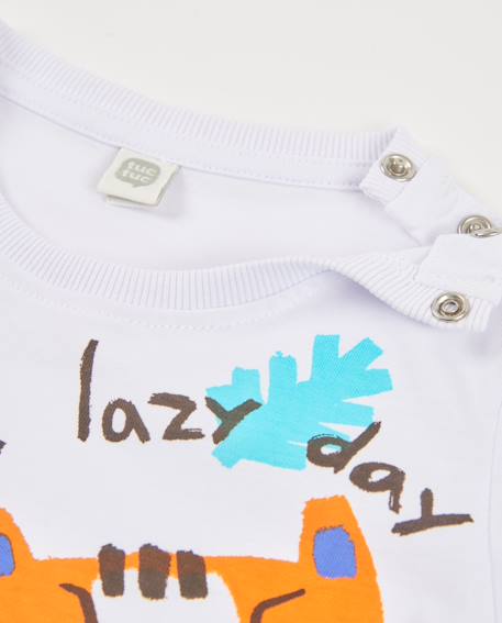 T-shirt garçon en maille avec grand imprimé Blanc 4 - vertbaudet enfant 