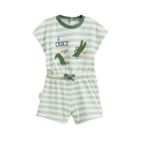 Combishort bébé en éponge crocro rigolo Kaki 2 - vertbaudet enfant 