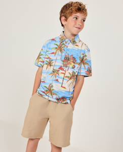 Garçon-T-shirt, polo, sous-pull-T-shirt-T-shirt garçon en maille avec imprimé tropical