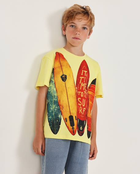 T-shirt garçon en maille avec planches de surf Jaune 1 - vertbaudet enfant 