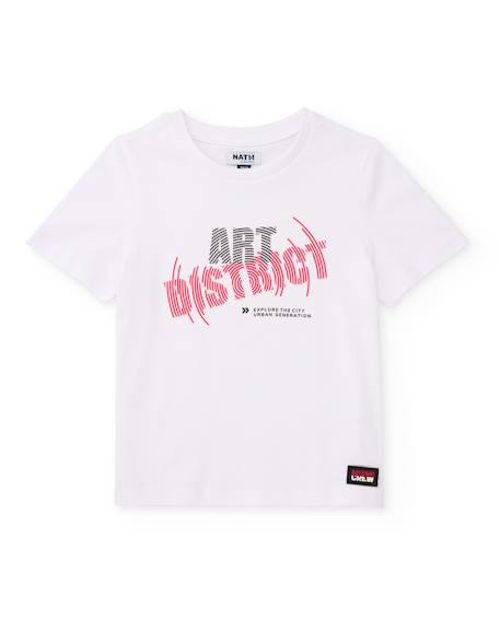 T-shirt garçon en maille avec imprimé sur le devant Blanc 2 - vertbaudet enfant 