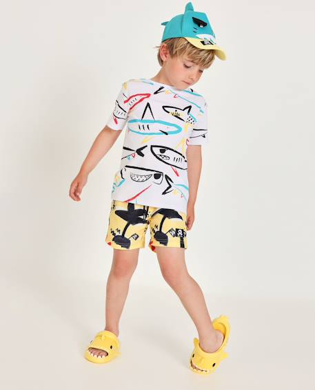 T-shirt en maille pour garçon avec motifs de requins Blanc 1 - vertbaudet enfant 