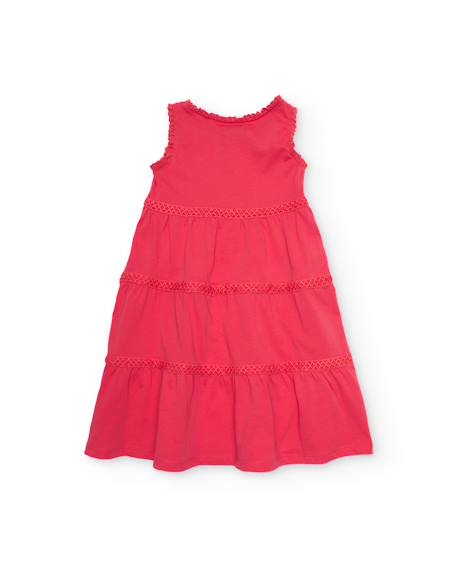 Robe fille en maille avec détails en dentelle Rouge 2 - vertbaudet enfant 