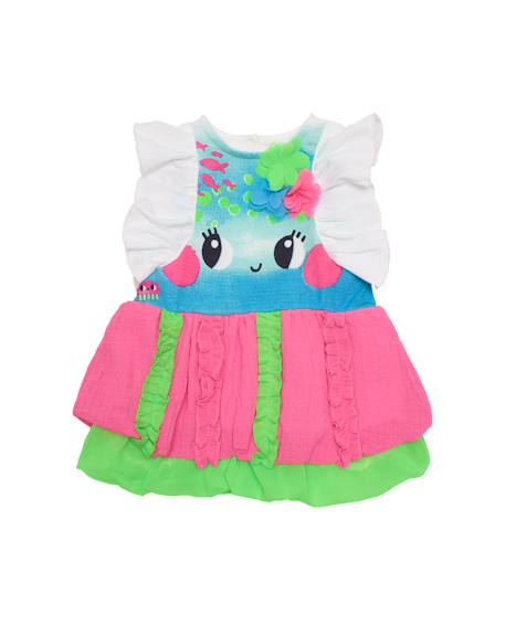 Robe fille en tissu chaîne et trame avec fleurs en relief  - vertbaudet enfant