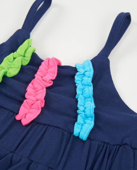 T-shirt fille en maille avec bretelles froncées Bleu 4 - vertbaudet enfant 