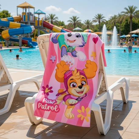Serviette polyester enfant imprimée pat patrouille Rose 2 - vertbaudet enfant 