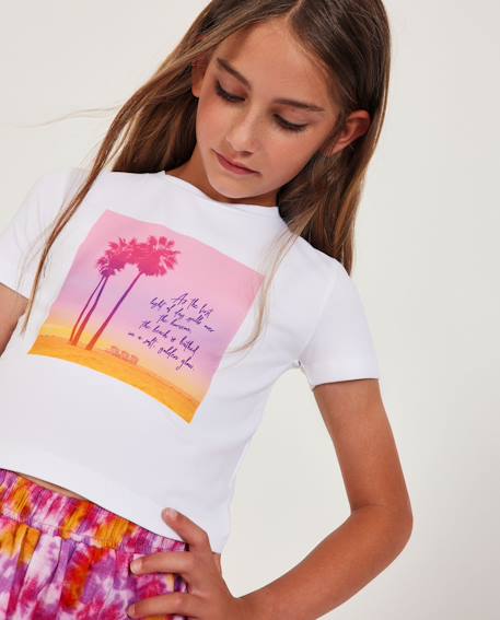 Fille-T-shirt fille en maille avec illustration de palmier