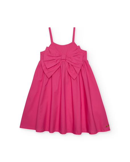 Robe fille unie avec un grand nœud Rose 1 - vertbaudet enfant 