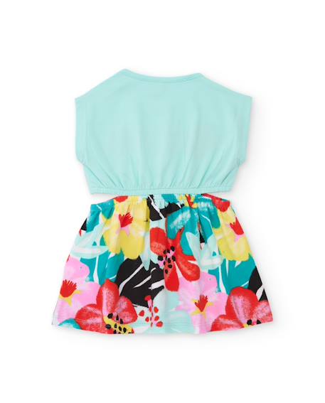 Robe fille en tricot avec fleurs brodées Bleu 2 - vertbaudet enfant 