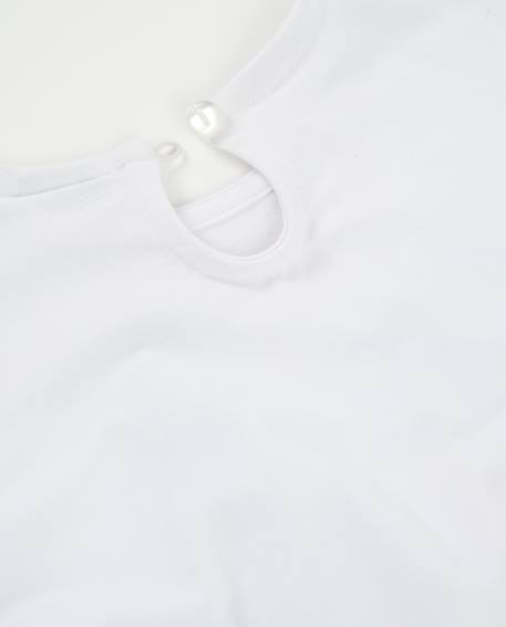 Robe fille en maille avec fermeture au dos Blanc 4 - vertbaudet enfant 