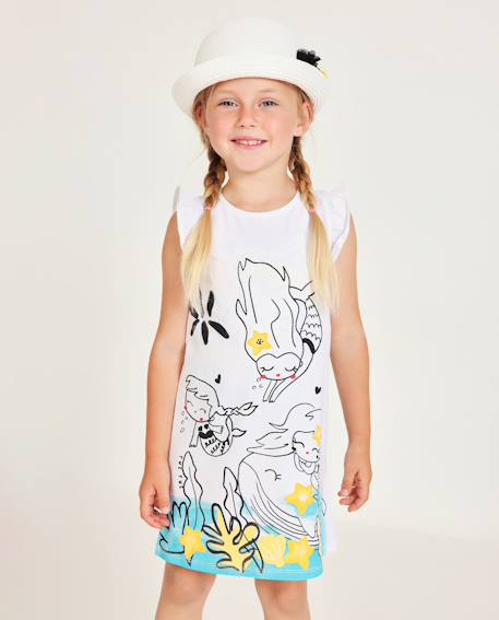 Fille-Robe en maille pour fille avec imprimé sirènes