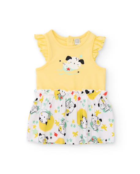 Robe bébé en tricot avec bloomer et volants aux épaules Jaune 2 - vertbaudet enfant 