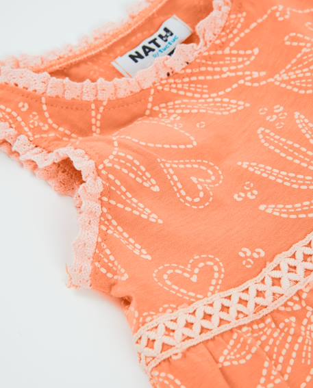 Robe fille en maille avec rayures décoratives Orange 3 - vertbaudet enfant 