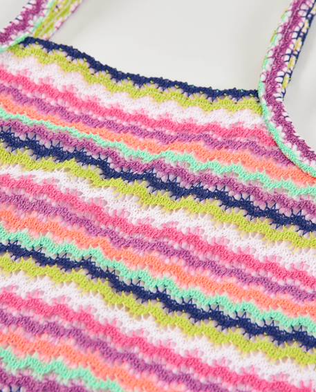 Top fille en maille avec imprimé zigzag Rose 4 - vertbaudet enfant 