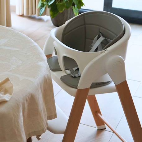 Chaise haute évolutive bébé en bois grow with me Blanc+Gris 3 - vertbaudet enfant 