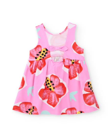Robe fille en maille avec imprimé grandes fleurs Rose 2 - vertbaudet enfant 