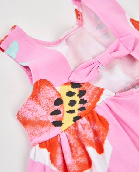 Robe fille en maille avec imprimé grandes fleurs Rose 4 - vertbaudet enfant 