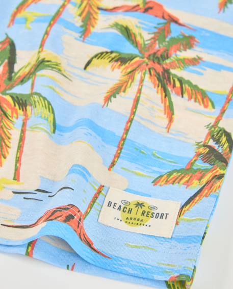 T-shirt garçon en maille avec imprimé tropical Bleu 5 - vertbaudet enfant 