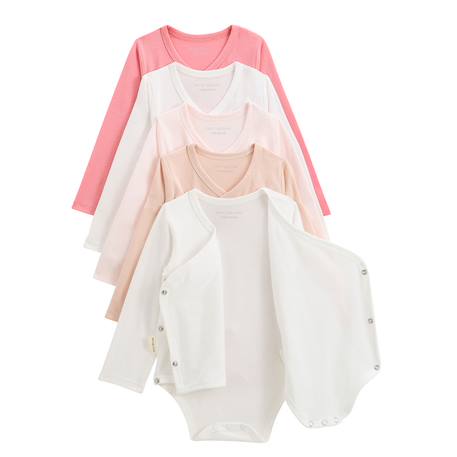 Lot de 5 bodies bébé manches longues ouverture croisée louison Rose 3 - vertbaudet enfant 