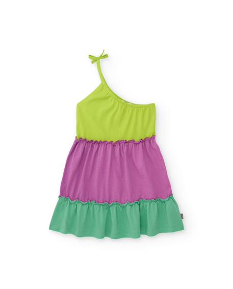 Robe fille en maille au design asymétrique Vert 1 - vertbaudet enfant 