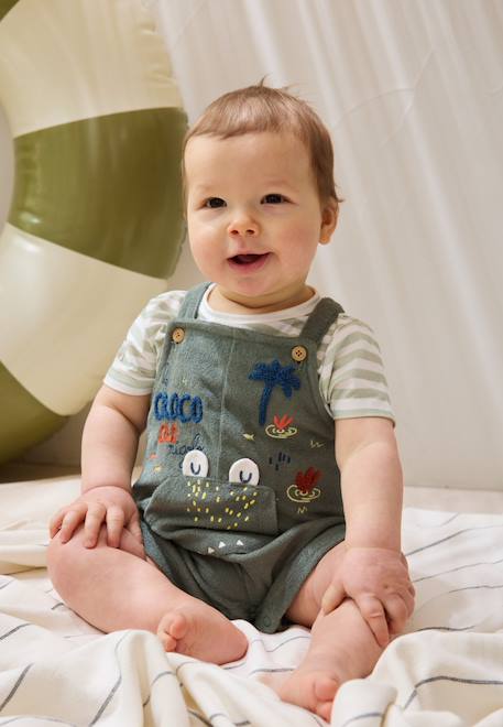 Bébé-Ensemble salopette bébé en éponge et t-shirt crocro rigolo