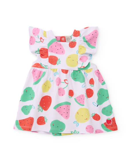 Robe bébé en tricot avec bloomer et motif fruits Blanc 2 - vertbaudet enfant 