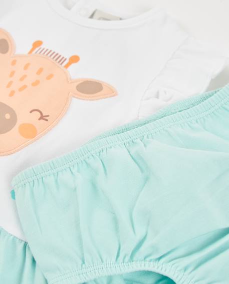 Robe bébé avec bloomer avec motif girafes Blanc 6 - vertbaudet enfant 