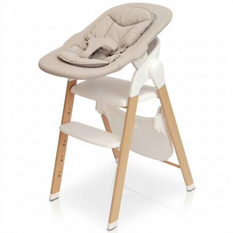 Pack chaise haute et transat évolutif shady grey Pure white, blanc+Shady gray, gris 1 - vertbaudet enfant 