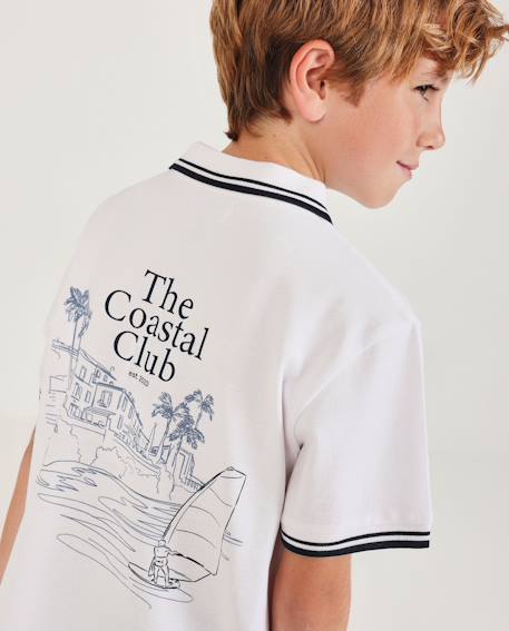 Polo garçon en maille avec liserés contrastés Blanc 2 - vertbaudet enfant 