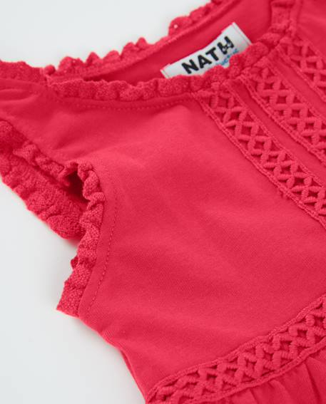 Robe fille en maille avec détails en dentelle Rouge 3 - vertbaudet enfant 