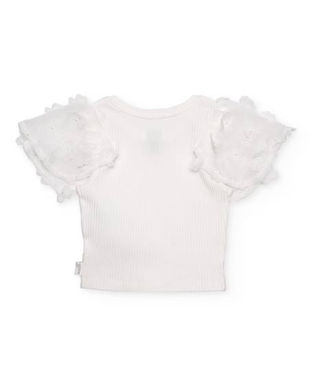 T-shirt fille en maille avec manches bouffantes Blanc 3 - vertbaudet enfant 