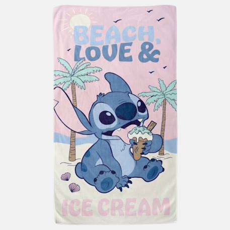 Serviette de plage enfant avec dessin lilo & stitch Mauve 1 - vertbaudet enfant 