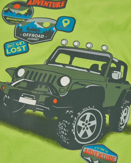T-shirt garçon en maille avec imprimé aventurier Vert 4 - vertbaudet enfant 