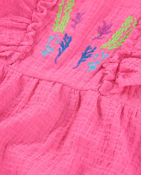 Robe fille en tissu avec broderie sur le devant Rose 3 - vertbaudet enfant 