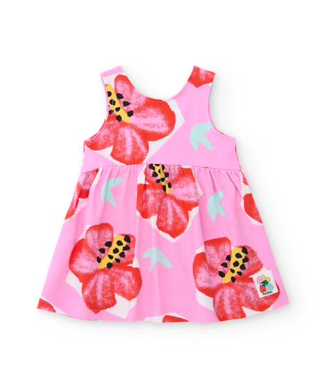 Robe fille en maille avec imprimé grandes fleurs Rose 1 - vertbaudet enfant 