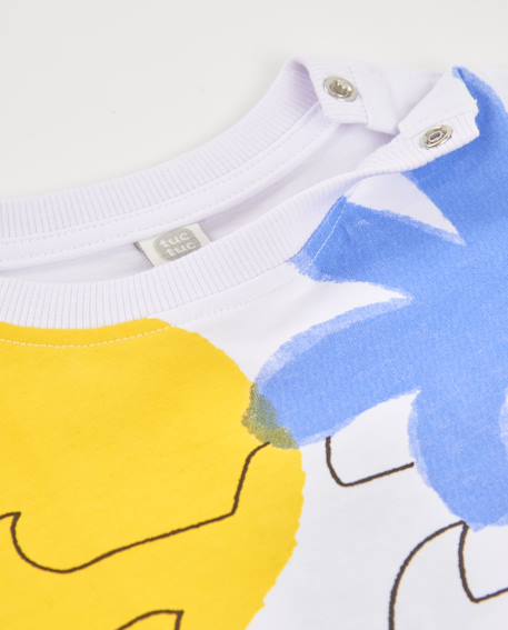 T-shirt garçon en maille avec imprimé abstrait Blanc 4 - vertbaudet enfant 
