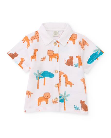 Ensemble pour bébé en tissu tissé avec imprimé savane Blanc 3 - vertbaudet enfant 