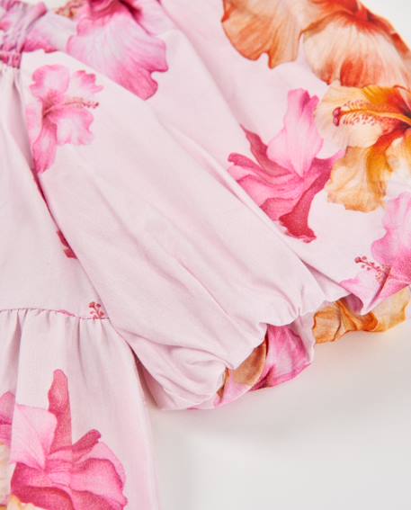 Robe fille en tissu tissé au style romantique Rose 4 - vertbaudet enfant 
