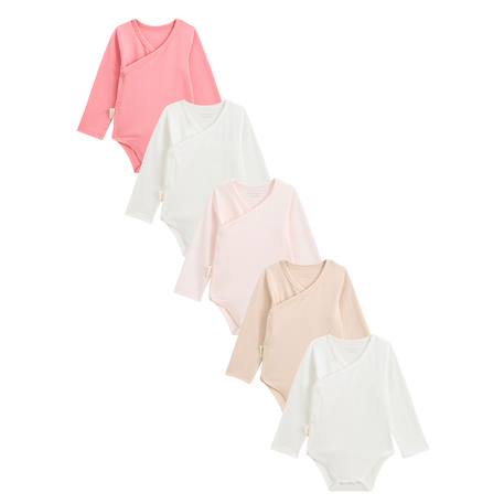 Lot de 5 bodies bébé manches longues ouverture croisée louison Rose 2 - vertbaudet enfant 