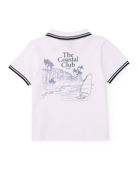 Polo garçon en maille avec liserés contrastés Blanc 4 - vertbaudet enfant 