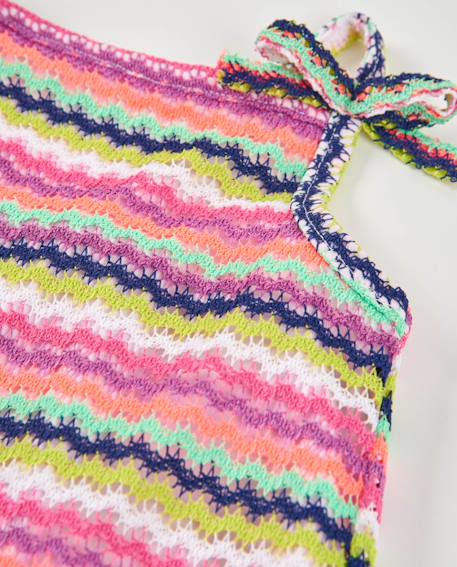 Robe fille en maille à bretelles avec nœuds Rose 3 - vertbaudet enfant 