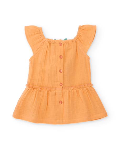 Robe pour bébé avec bloomer en tissu tissé avec volants aux manches Orange 3 - vertbaudet enfant 