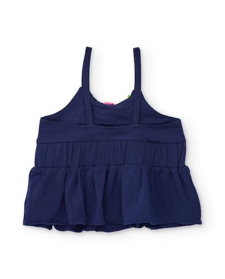 T-shirt fille en maille avec bretelles froncées Bleu 3 - vertbaudet enfant 