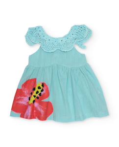 Robe fille en tissu avec col en crochet  - vertbaudet enfant