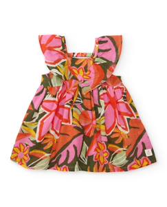 Robe fille en tissu avec fronces sur le devant  - vertbaudet enfant